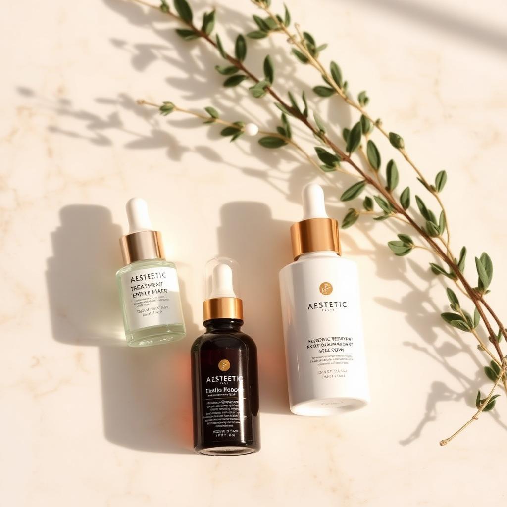 Treatment serums on marble